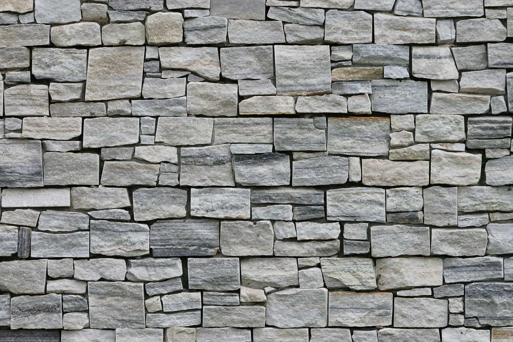 Layered natural stone wall detail